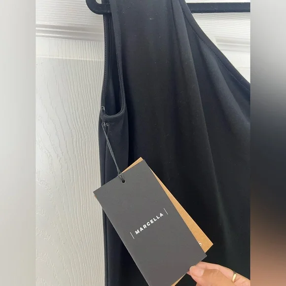 NWT Marcella Elegant Black One-Shoulder Maxi Dress Sz L Cocktail Evening Party - Picture 6 of 14